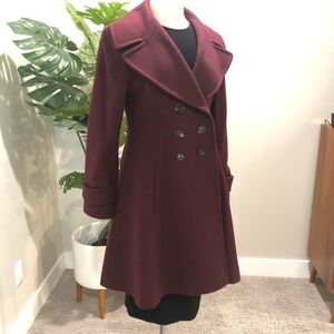 Fleurette Burgundy Luxury Wool Coat- 6